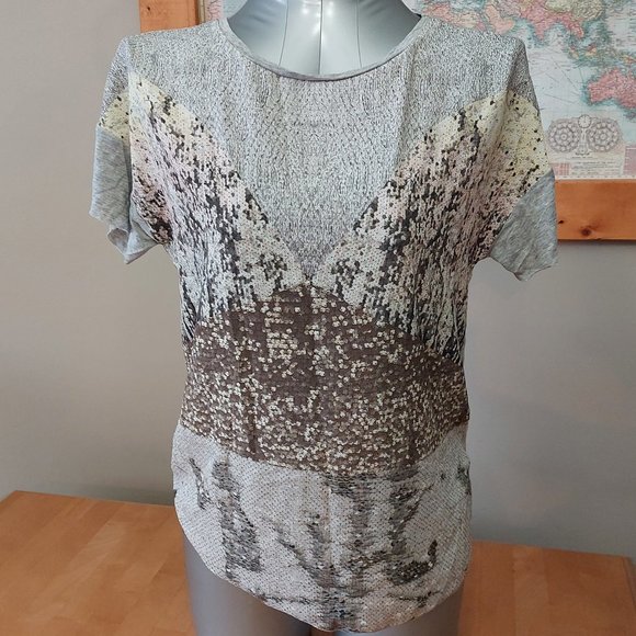 Zara WB Collection Women's Shimmer Sparkle Art T-Shirt Size Small - Picture 1 of 10